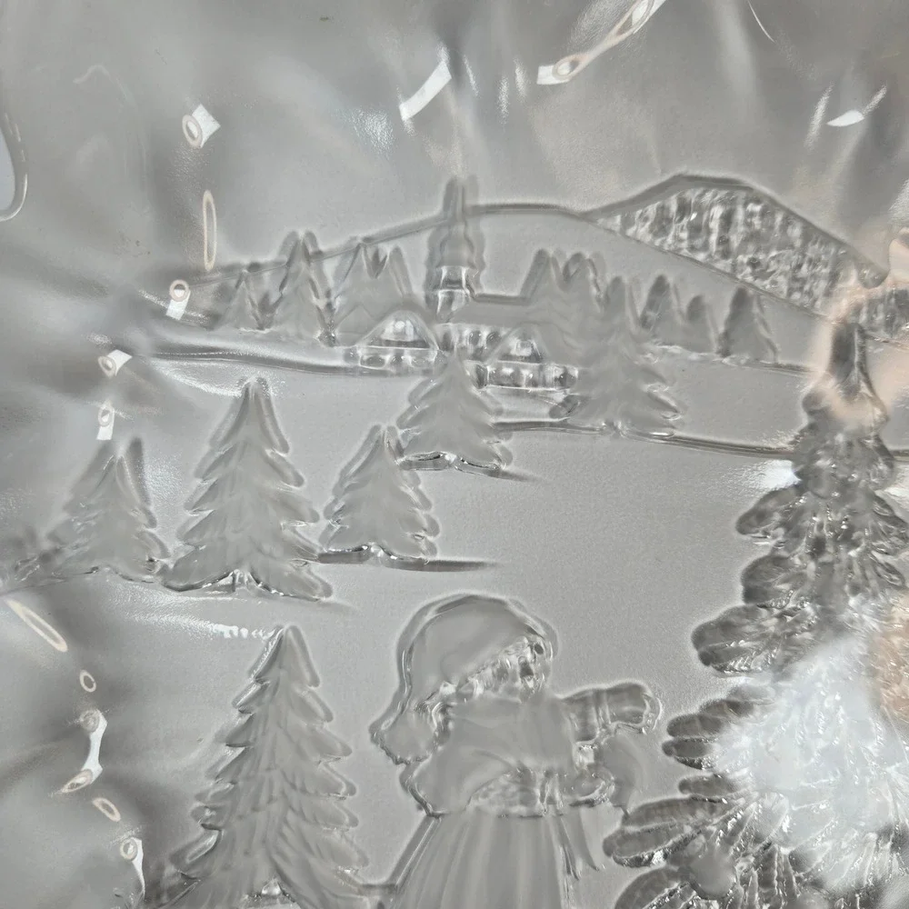 Vintage Mikasa Christmas Story Frosted Glass Crystal Serving Plate Bowl‎ Platter